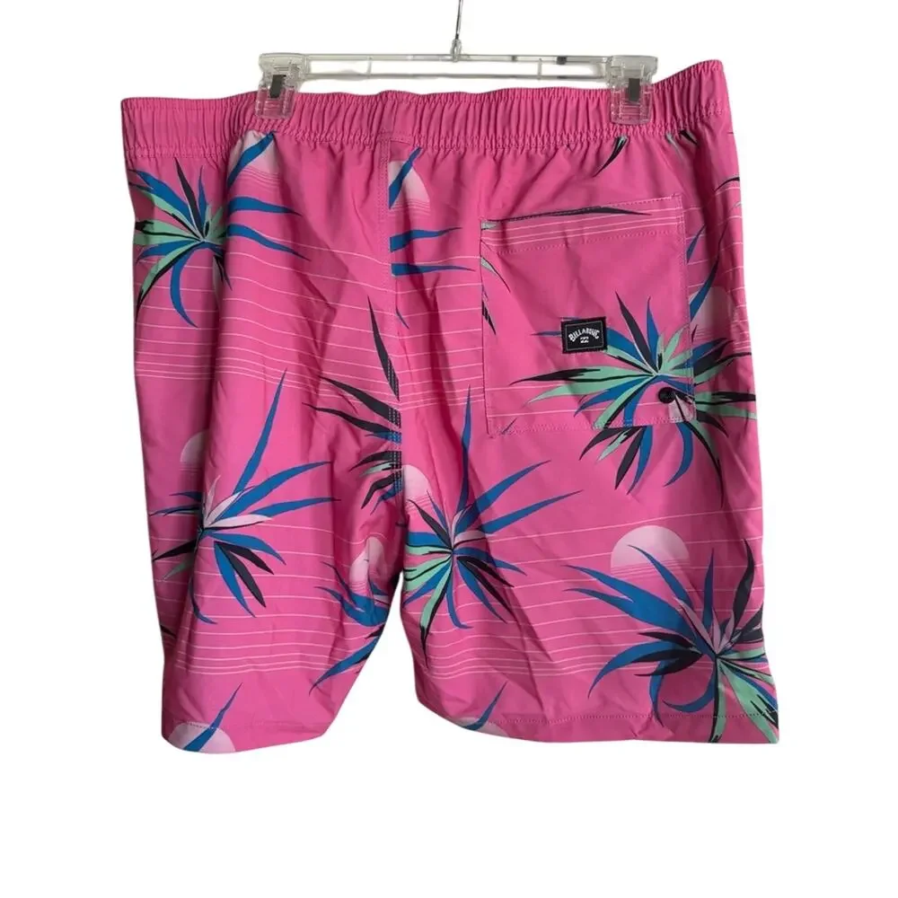 Billabong Recycler Pink‎ Tropical Swim Trunks Men's New XL